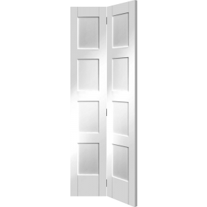 30 x 78 White Primed 4-Panel Shaker Bi-Fold Door