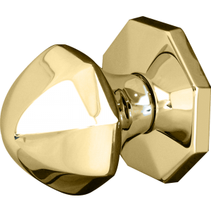 Octagonal Dome Centre Door Knob Polished Brass
