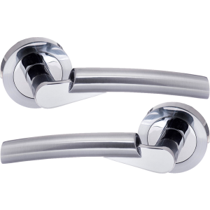 Florida Lever On Rose Door Handles Satin Polished Chrome