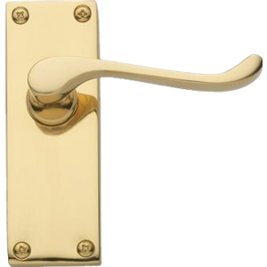 Victorian Scroll Latch Door Handles Polished Brass