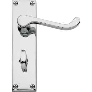 Victorian Scroll Bathroom Lock Door Handles Polished Chrome