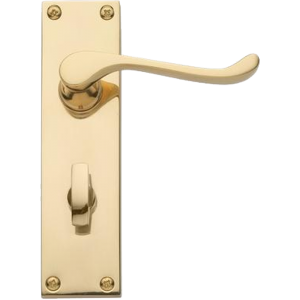 Victorian Scroll Bathroom Lock Door Handles Polished Brass