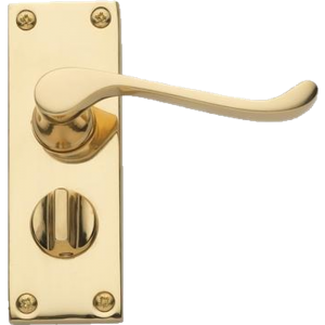 Victorian Scroll Privacy Door Handles Polished Brass