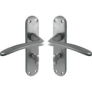 Gull Wing Lever Bathrrom Lock Door Handles Satin Chrome