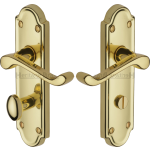 Meridian Bathroom Lock Door Handles Polished Brass