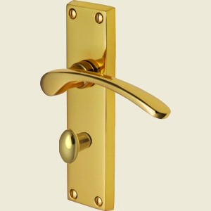 Sophia Polished Brass Bathroom Lock Handles
