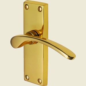 Sophia Polished Brass Short Plate Lever Latch Handles