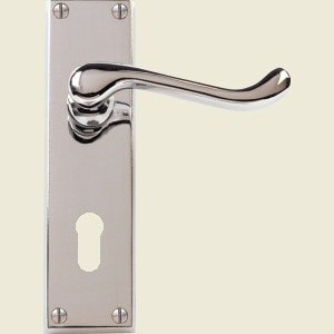 Victorian Scroll Lever Polished Chrome Euro Lock Door Handles