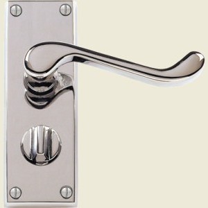 Victorian Scroll Lever Polished Chrome Privacy Door Handles