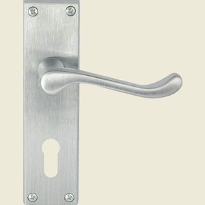 Victorian Scroll Lever Satin Chrome Euro Lock Handles