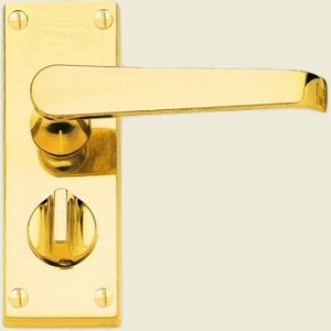 Victorian Straight Lever Polished Brass Privacy Handles