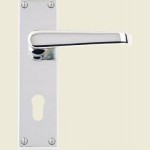 Victorian Straight Lever Polished Chrome Euro Lock Handles