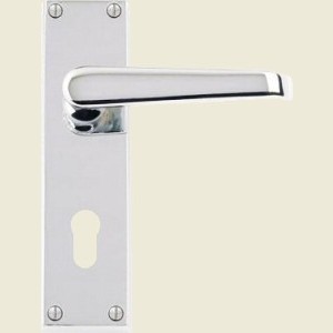 Victorian Straight Lever Polished Chrome Euro Lock Handles