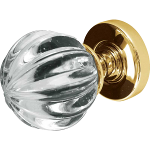 JH5202 Polished Brass Crystal Pumpkin Door Knob Set