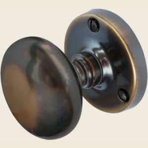 JV35 Architectural Quality Antique Brass Mushroom Door Knob Set