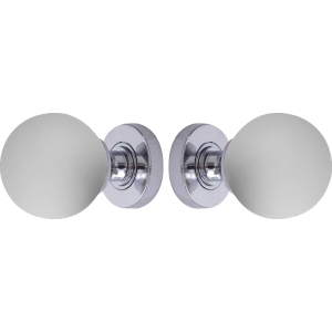 Frosted Glass Ball Door Knob Set Polished Chrome Rose