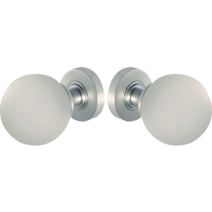 Satin Chrome Frosted Glass Ball Door Knob Set