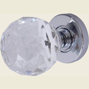 JH5255 Polished Chrome Crystal Faceted Door Knob Set