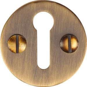 32mm Round Open Keyhole Escutcheon Antique Brass
