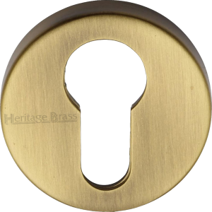 45mm Round Euro Profile Lock Escutcheon Antique Brass