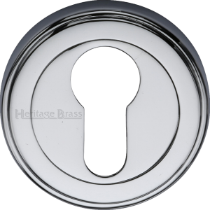 50mm Round Euro Profile Lock Escutcheon Polished Chrome