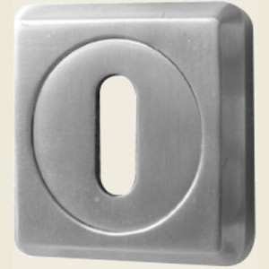 Square Chamfered Edge Satin Chrome Oval Profile Keyhole Escutcheon