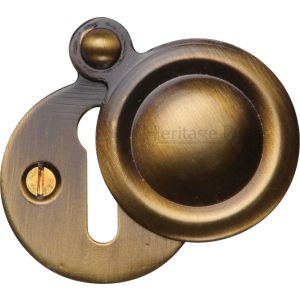33mm Round Covered Keyhole Escutcheon Antique Brass
