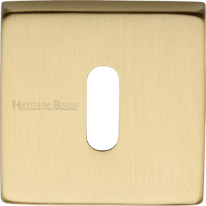 54mm Square Open Keyhole Escutcheon Satin Brass