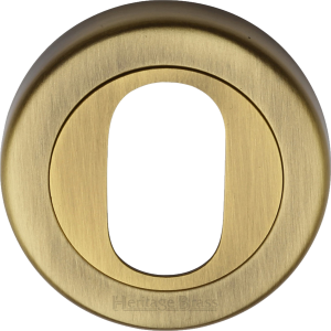 53mm Round Oval Profile Lock Escutcheon Antique Brass