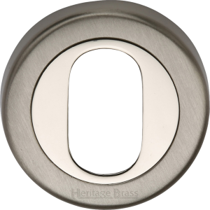 53mm Round Oval Profile Lock Escutcheon Polished Satin Nickel