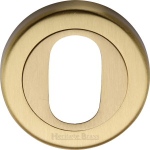 53mm Round Oval Profile Lock Escutcheon Satin Brass