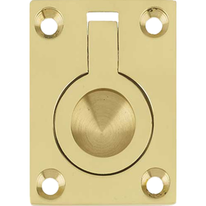 50mm x 63mm Flush Ring Cabinet Pull Handle Polished Brass