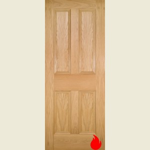24 x 78 Inch Kingston Oak Flat 4-Panel Fire Door 610 x 1981 x 44mm