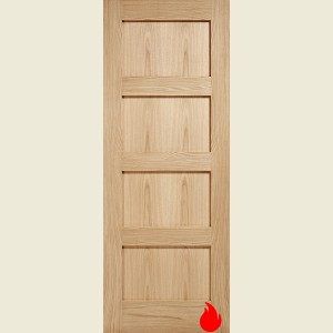 826 x 2040 4-Panel Contemporary Oak Fire Door
