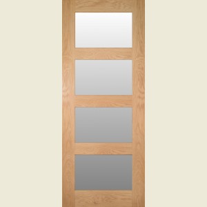 32 x 80 Coventry 4 Panel Clear Glazed Oak Door 813 x 2032