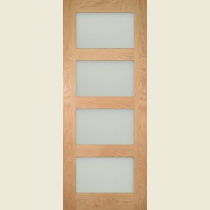 27 x 78 Coventry 4 Panel Frosted Glass Oak Door 686 x 1981