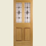 27 x 78 Inch Malton Oak Decorative Obscure ABE Leaded Glass Door 686 x 1981mm