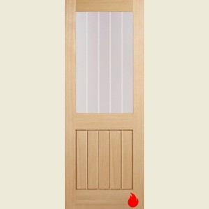 33 x 78 Mexicano Oak Half Glazed Fire Door