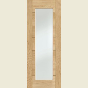 32 x 80 Palermo Essential Oak 1-Light Clear Glazed Door 813 x 2032 x 35mm