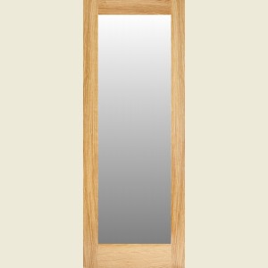 626 x 2040 x 40 mm Pattern 10 One Panel Oak Clear Glazed Door