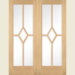 54 x 78 Reims Oak Glazed Double Doors