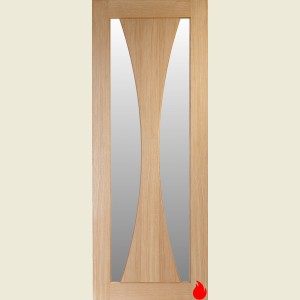 30 x 78 Verona Oak Clear Glazed FD30 Fire Door 762 x 1981 x 44mm