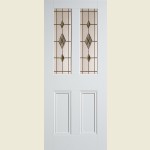 27 x 78 Inch Malton White Primed Decorative Obscure ABE Leaded Glass Door 686 x 1981mm