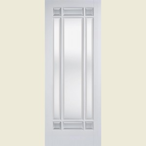 30 x 78 Manhattan White Primed Clear Bevelled Glass Door 762 x 1981 x 35mm