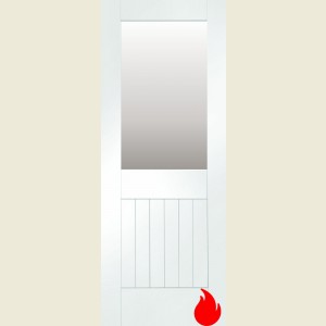 33 x 78 Suffolk Clear Glazed White Primed FD30 Fire Door 838 x 1981 x 44mm