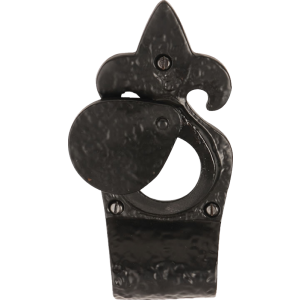 Fleur De Lys Night Latch Swing Cylinder Door Pull Antique Black